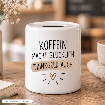 Kaffeekasse Trinkgeldkasse Spardose, Geschenk für Service, Gastro, Team Restaurant, Trinkgeld, Sparschwein Keramik Spendenkasse, Sparbüchse
