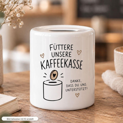 Kaffeekasse Trinkgeldkasse Spardose, Geschenk für Service, Gastro, Team Restaurant, Trinkgeld, Sparschwein Keramik Spendenkasse, Sparbüchse