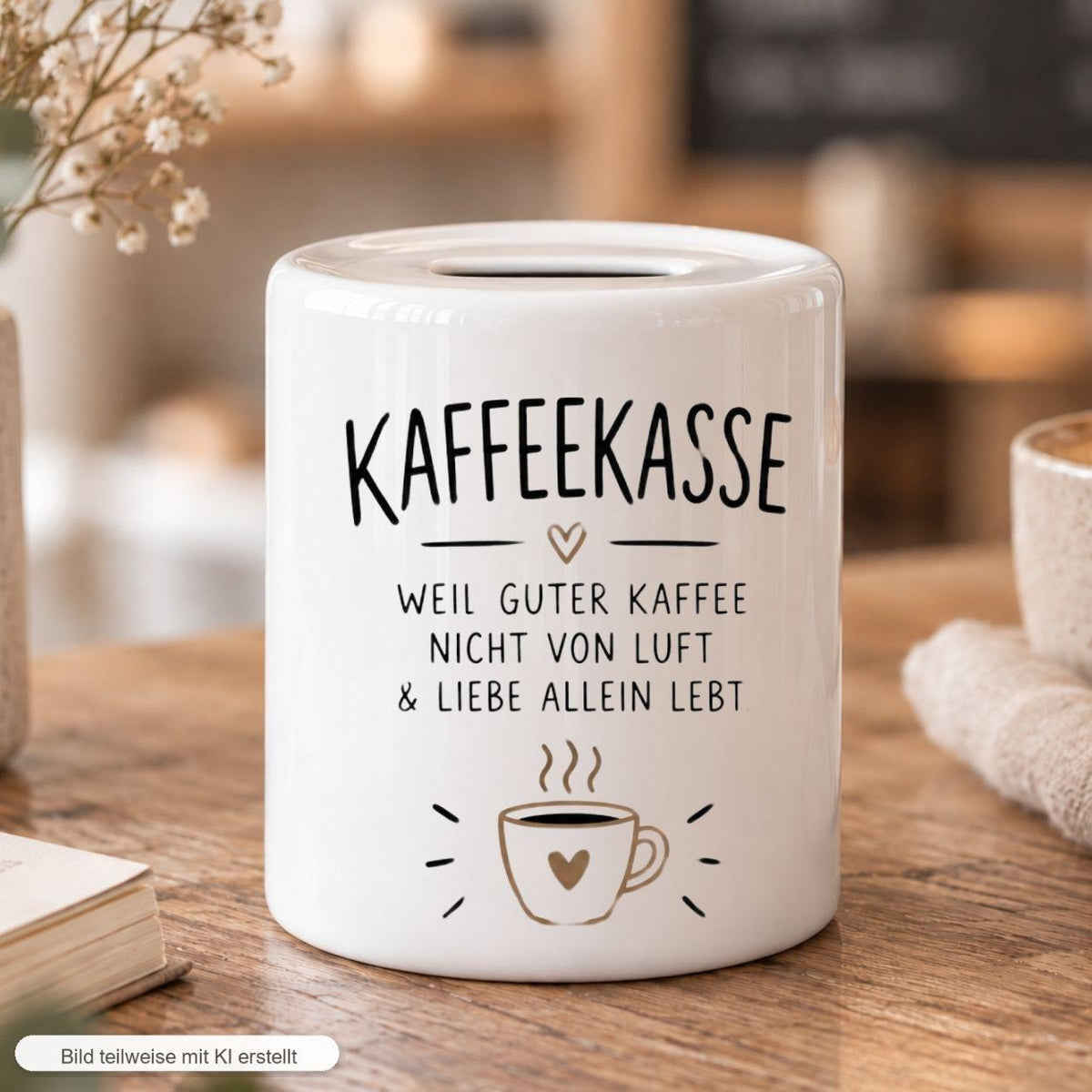 Kaffeekasse Trinkgeldkasse Spardose, Geschenk für Service, Gastro, Team Restaurant, Trinkgeld, Sparschwein Keramik Spendenkasse, Sparbüchse