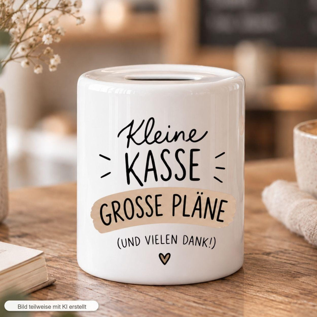 Kaffeekasse Trinkgeldkasse Spardose, Geschenk für Service, Gastro, Team Restaurant, Trinkgeld, Sparschwein Keramik Spendenkasse, Sparbüchse
