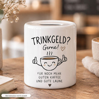 Kaffeekasse Trinkgeldkasse Spardose, Geschenk für Service, Gastro, Team Restaurant, Trinkgeld, Sparschwein Keramik Spendenkasse, Sparbüchse