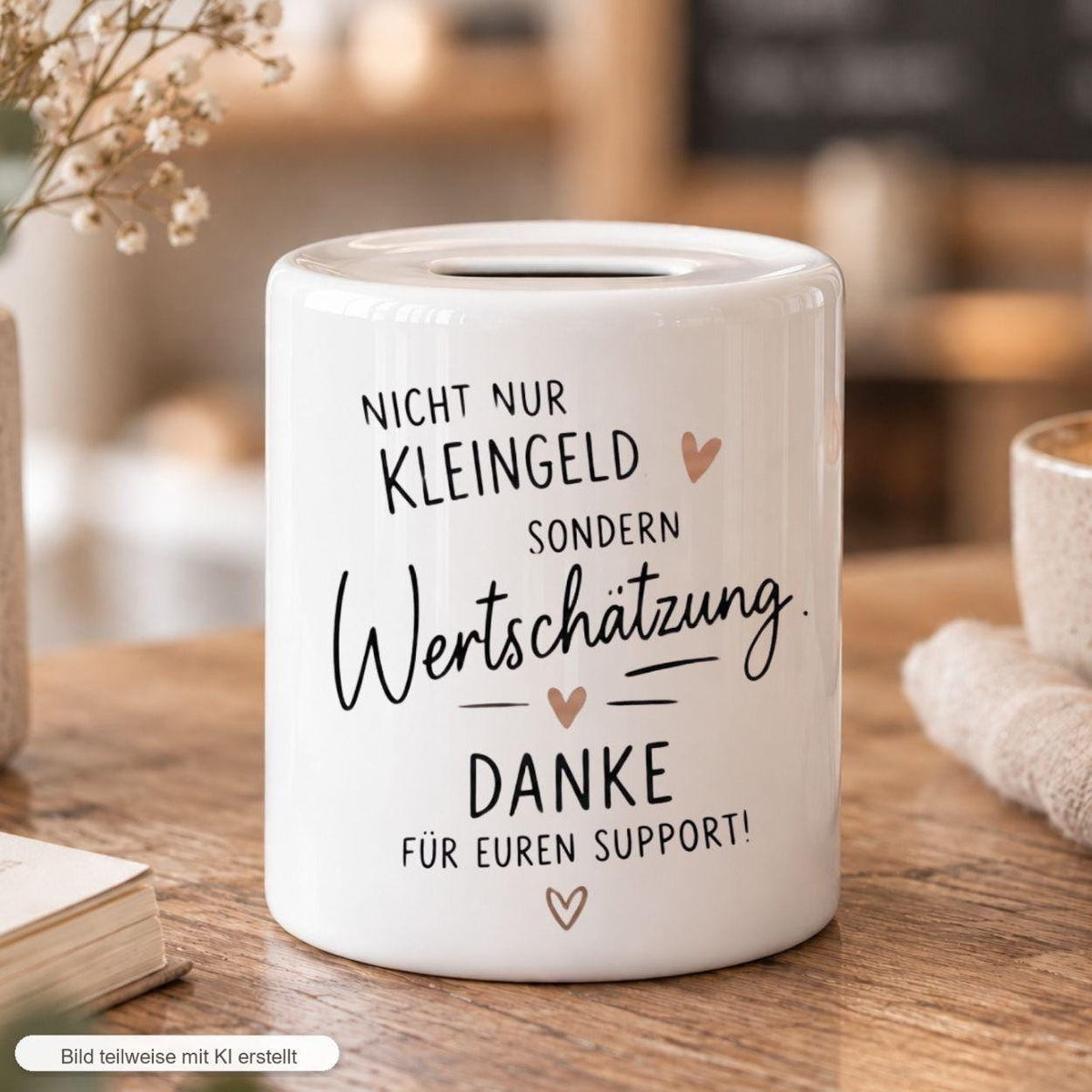 Kaffeekasse Trinkgeldkasse Spardose, Geschenk für Service, Gastro, Team Restaurant, Trinkgeld, Sparschwein Keramik Spendenkasse, Sparbüchse