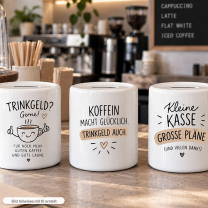 Kaffeekasse Trinkgeldkasse Spardose, Geschenk für Service, Gastro, Team Restaurant, Trinkgeld, Sparschwein Keramik Spendenkasse, Sparbüchse