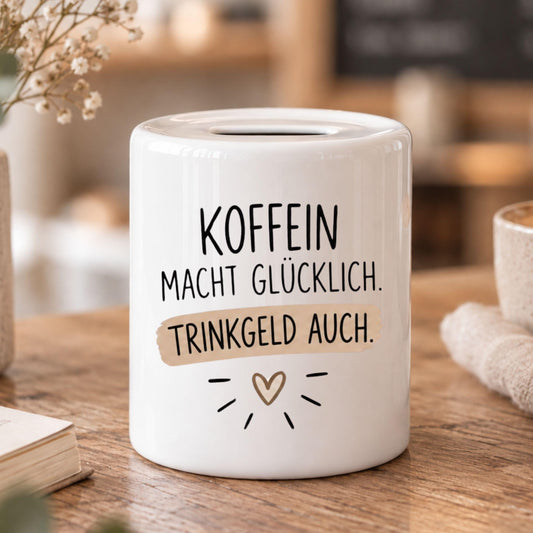 Kaffeekasse Trinkgeldkasse Spardose, Geschenk für Service, Gastro, Team Restaurant, Trinkgeld, Sparschwein Keramik Spendenkasse, Sparbüchse