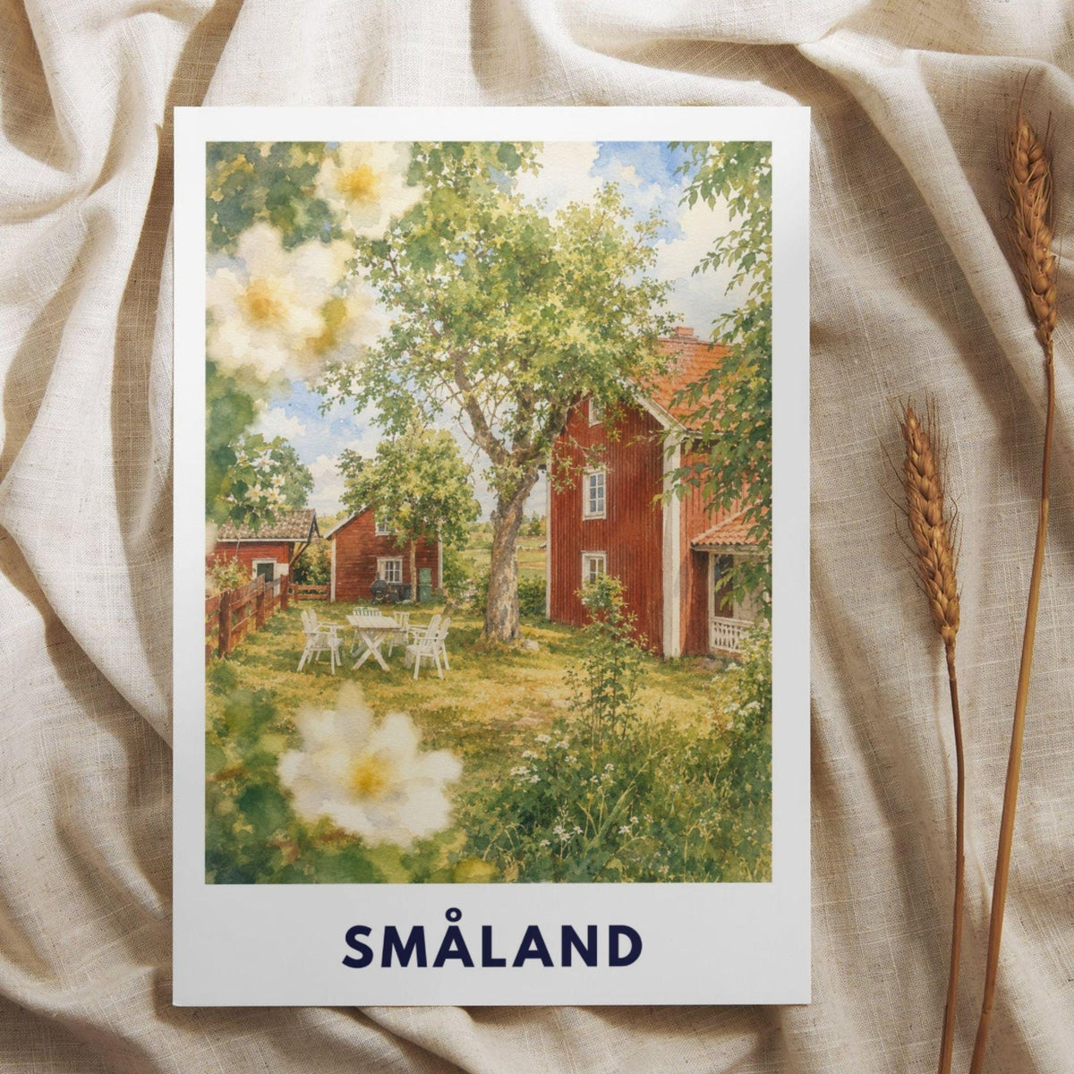 Småland Schweden Poster | Landschaftsbild | Südschweden Poster | Nordic Wall Art | Schweden Deko | Natur Wandbild | Illustration