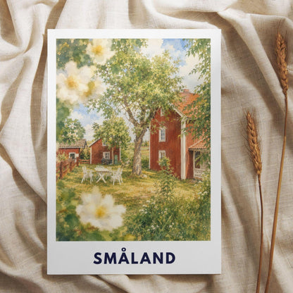 Småland Schweden Poster | Landschaftsbild | Südschweden Poster | Nordic Wall Art | Schweden Deko | Natur Wandbild | Illustration