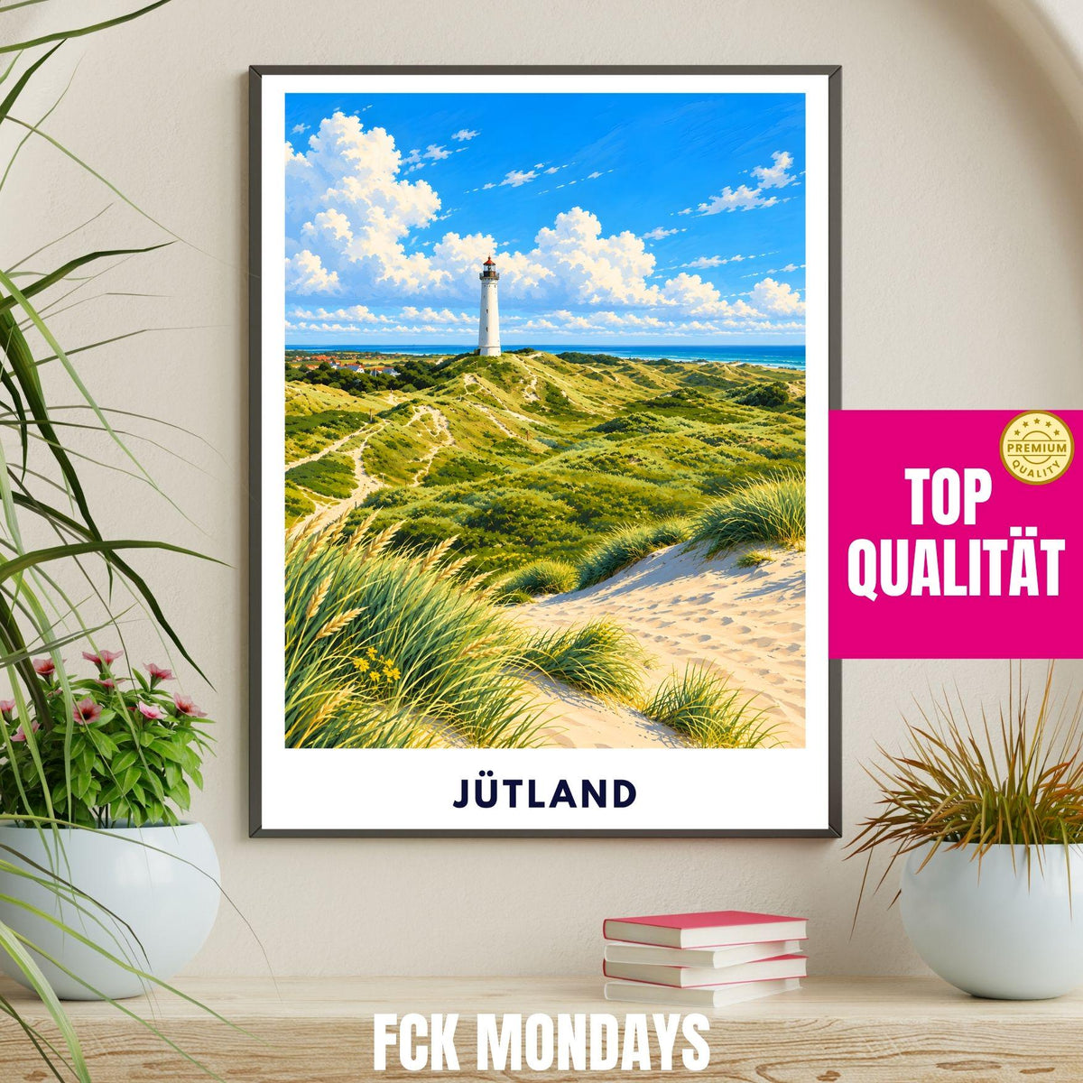 Jütland Poster Dänemark | Lyngvig Fyr Leuchtturm | Ringkøbing Fjord & Nordsee Dünen | Hvide Sande Küsten Wandbild