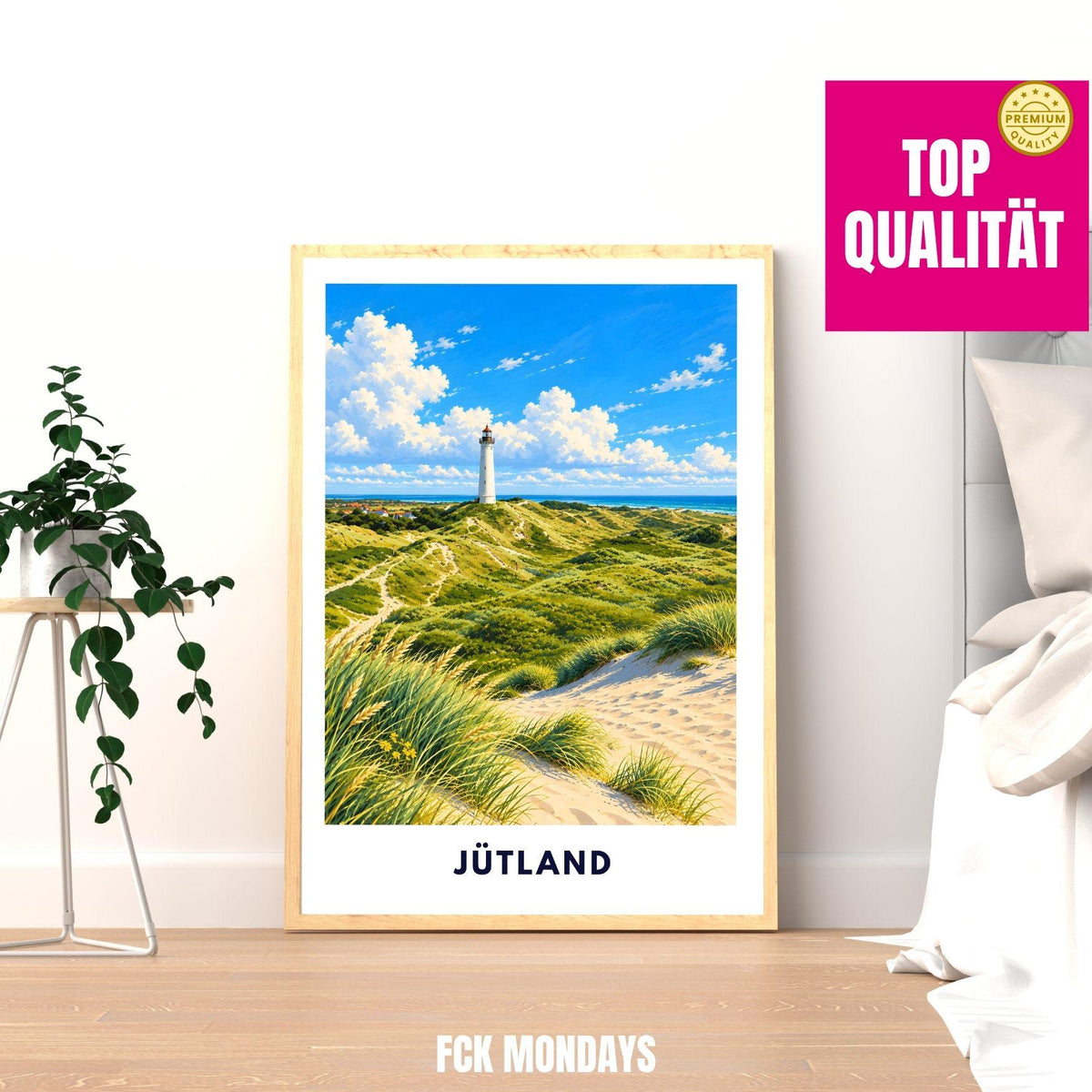 Jütland Poster Dänemark | Lyngvig Fyr Leuchtturm | Ringkøbing Fjord & Nordsee Dünen | Hvide Sande Küsten Wandbild