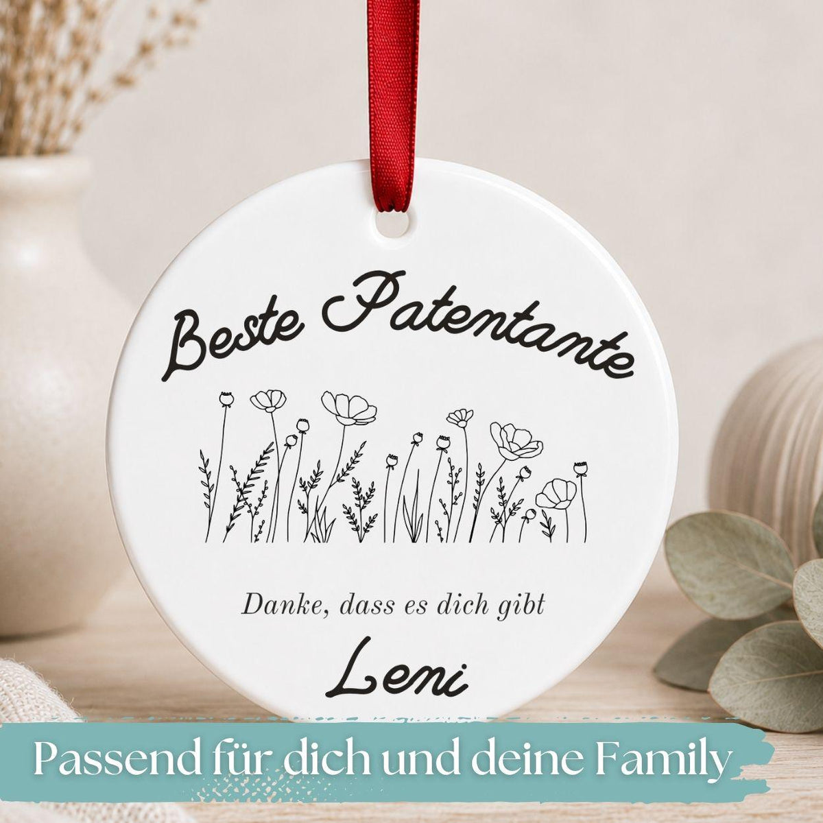 Geschenk für Patentante Ornament personalisiert, Patenonkel Geschenk von Patenkind Patentochter Patensohn, Keramik Anhänger
