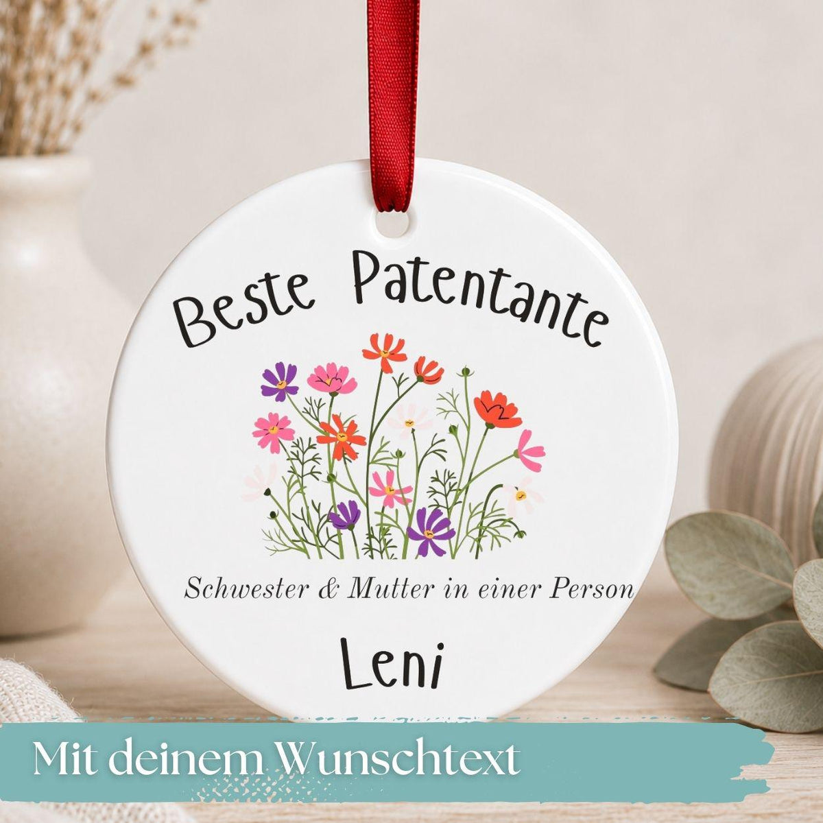 Geschenk für Patentante Ornament personalisiert, Patenonkel Geschenk von Patenkind Patentochter Patensohn, Keramik Anhänger