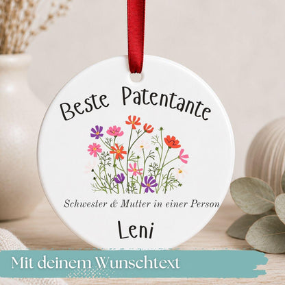 Geschenk für Patentante Ornament personalisiert, Patenonkel Geschenk von Patenkind Patentochter Patensohn, Keramik Anhänger