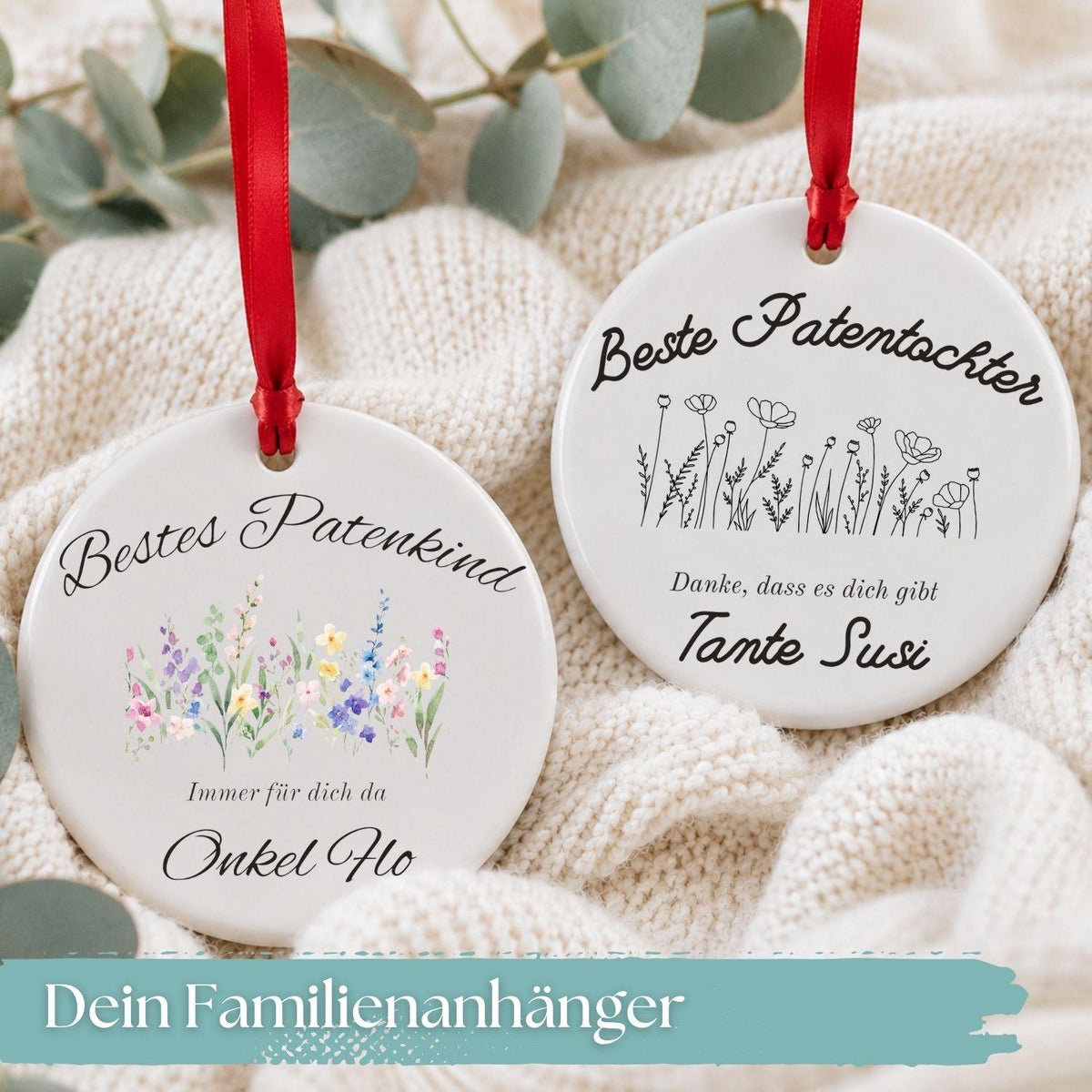 Geschenk für Patenkind Ornament personalisiert, Patentochter Patensohn Geschenk von Patentante Patenonkel, Keramik Anhänger