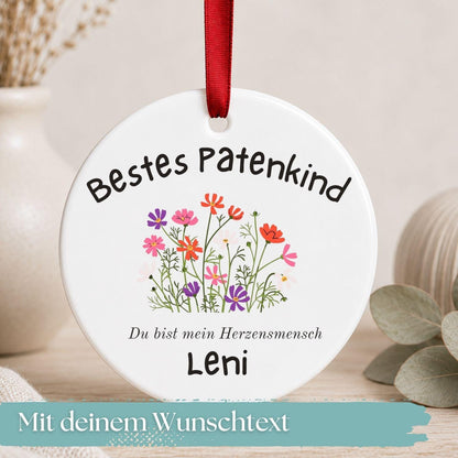 Geschenk für Patenkind Ornament personalisiert, Patentochter Patensohn Geschenk von Patentante Patenonkel, Keramik Anhänger