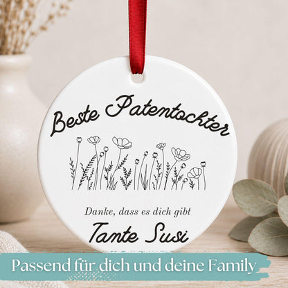 Geschenk für Patenkind Ornament personalisiert, Patentochter Patensohn Geschenk von Patentante Patenonkel, Keramik Anhänger