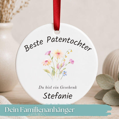 Geschenk für Patenkind Ornament personalisiert, Patentochter Patensohn Geschenk von Patentante Patenonkel, Keramik Anhänger