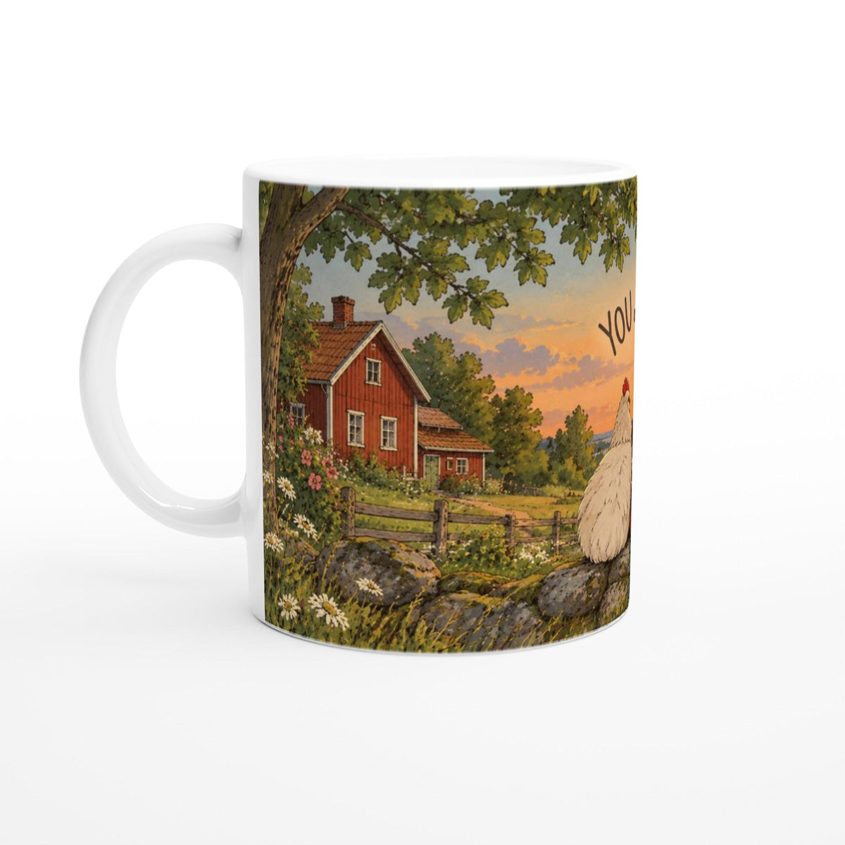 YOU & ME Hühner Tasse | romantische Paar Tasse Chicken | Geschenk Partner | Bauernhof Landhaus Becher | Keramiktasse 325 ML (11 oz) Humor