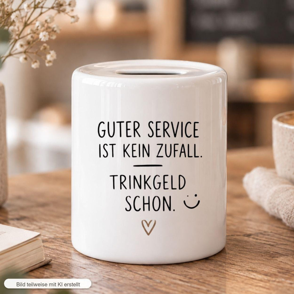 Kaffeekasse Trinkgeldkasse Spardose, Geschenk für Service, Gastro, Team Restaurant, Trinkgeld, Sparschwein Keramik Spendenkasse, Sparbüchse