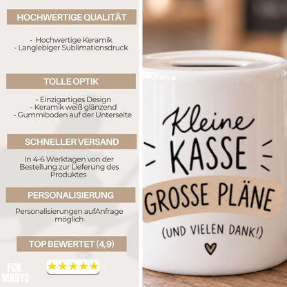 Kaffeekasse Trinkgeldkasse Spardose, Geschenk für Service, Gastro, Team Restaurant, Trinkgeld, Sparschwein Keramik Spendenkasse, Sparbüchse
