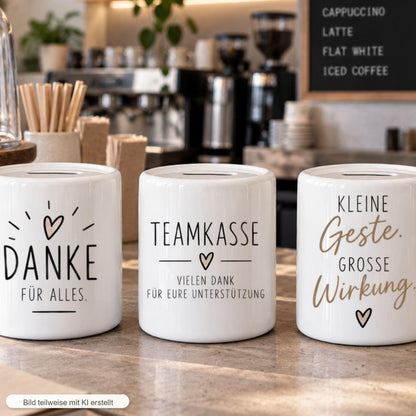 Trinkgeldkasse für Werkstatt, Arztpraxis, Werkstatt, Service, Gastro, Friseur, Geschäft, Laden, Sparschwein Keramik Spendenkasse, Sparbüchse