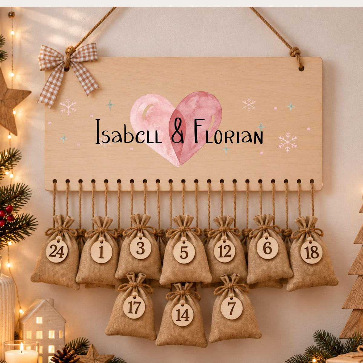 Adventskalender für Paare aus Holz zum Befüllen | Personalisierter Adventskalender Pärchenkalender | Weihnachtsgeschenk Partner Partnerin