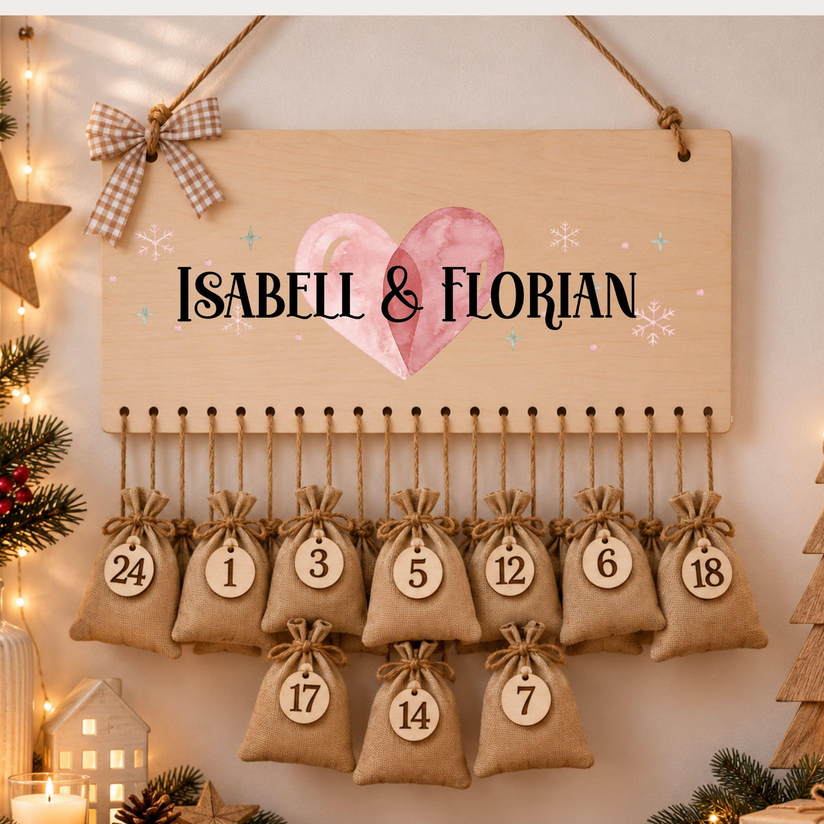 Adventskalender für Paare aus Holz zum Befüllen | Personalisierter Adventskalender Pärchenkalender | Weihnachtsgeschenk Partner Partnerin