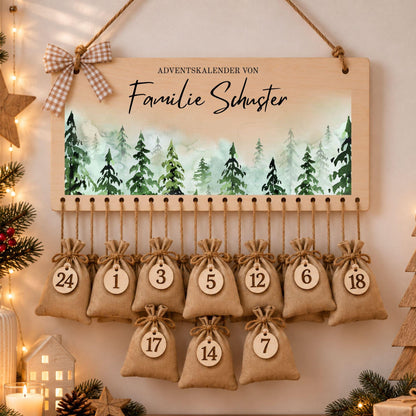 Personalisierter Adventskalender mit Namen zum Befüllen für Familien, Kalender Weihnachtsmotive für Eltern Mädchen Jungen Kinder Advent