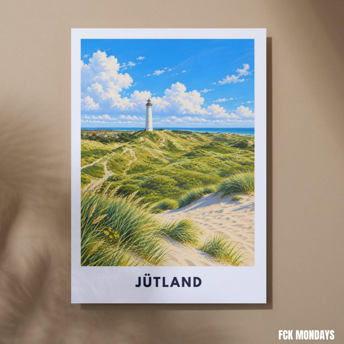 Jütland Poster Dänemark | Lyngvig Fyr Leuchtturm | Ringkøbing Fjord & Nordsee Dünen | Hvide Sande Küsten Wandbild