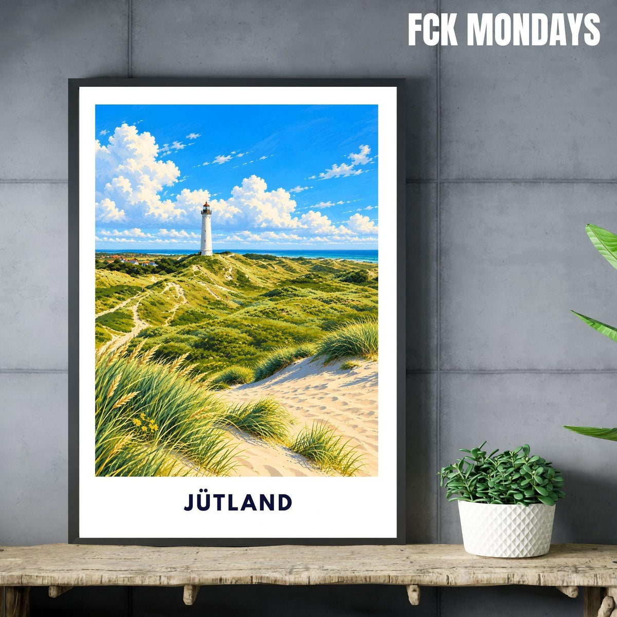 Jütland Poster Dänemark | Lyngvig Fyr Leuchtturm | Ringkøbing Fjord & Nordsee Dünen | Hvide Sande Küsten Wandbild