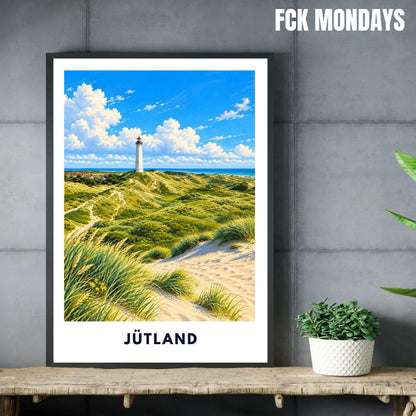 Jütland Poster Dänemark | Lyngvig Fyr Leuchtturm | Ringkøbing Fjord & Nordsee Dünen | Hvide Sande Küsten Wandbild