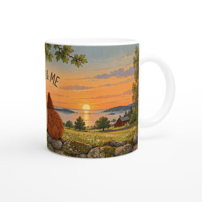 YOU & ME Hühner Tasse | romantische Paar Tasse Chicken | Geschenk Partner | Bauernhof Landhaus Becher | Keramiktasse 325 ML (11 oz) Humor