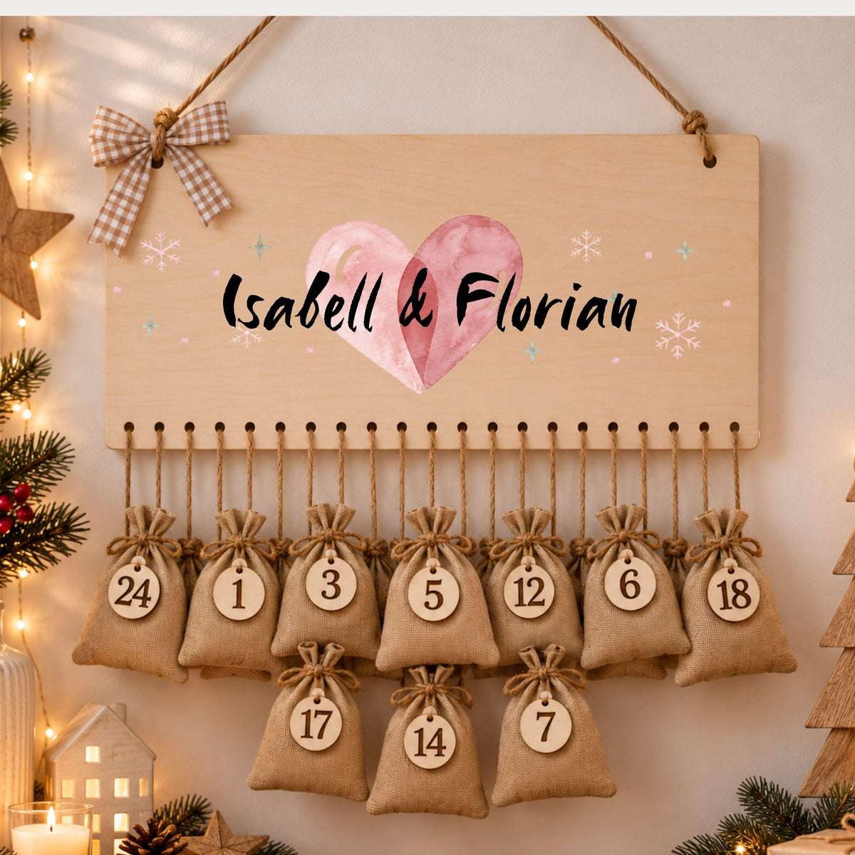 Adventskalender für Paare aus Holz zum Befüllen | Personalisierter Adventskalender Pärchenkalender | Weihnachtsgeschenk Partner Partnerin