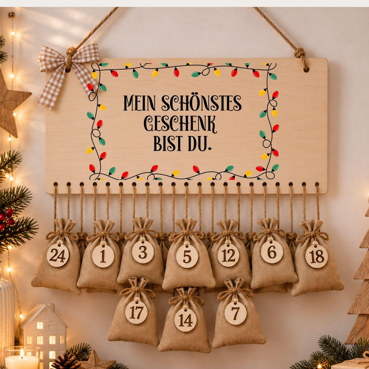 Personalisierter Adventskalender für Paare | Geschenk aus Holz zum Befüllen | Pärchenkalender Weihnachtsgeschenk Adventsdekoration Sie & Ihn