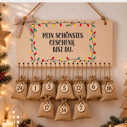 Personalisierter Adventskalender für Paare | Geschenk aus Holz zum Befüllen | Pärchenkalender Weihnachtsgeschenk Adventsdekoration Sie & Ihn