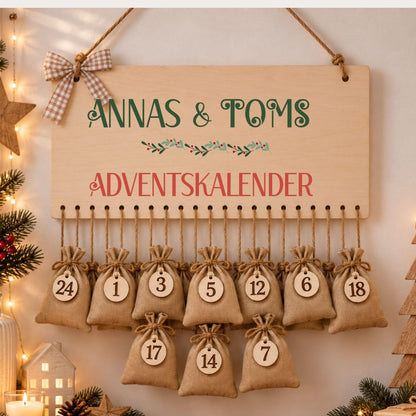 Personalisierter Adventskalender für Paare | Geschenk aus Holz zum Befüllen | Pärchenkalender Weihnachtsgeschenk Adventsdekoration Sie & Ihn