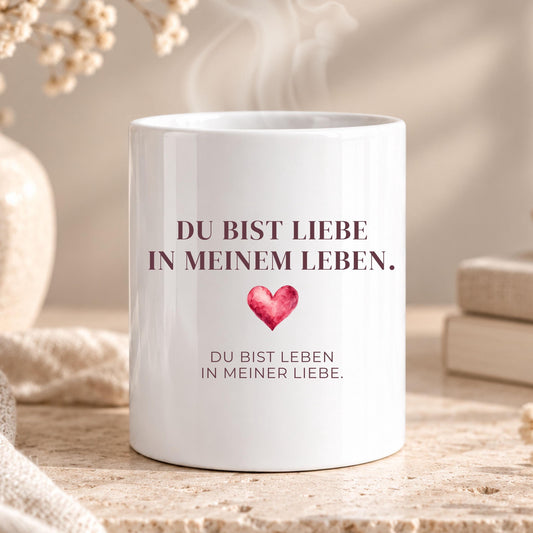 Du bist Liebe in meinem Leben Tasse | Liebesgeschenk für Partner | Geschenk zum Jahrestag, Valentinstag, Geburtstag | Herz Becher Ehe