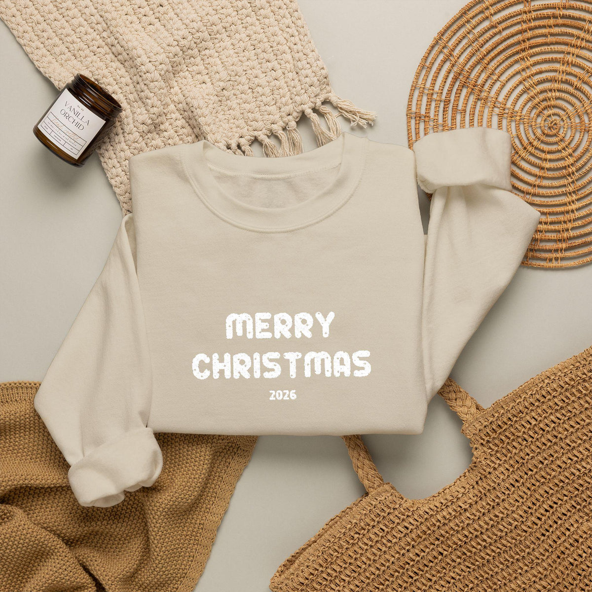 Personalisierter Familien Weihnachtspulli mit Wunschjahr | Bestickter Merry Christmas Unisex Sweater Partnerlook Weihnachtsoutfit Sweatshirt