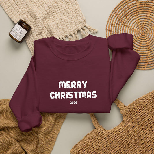 Personalisierter Familien Weihnachtspulli mit Wunschjahr | Bestickter Merry Christmas Unisex Sweater Partnerlook Weihnachtsoutfit Sweatshirt