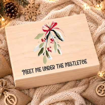 Adventskalender für Paare personalisiert | Holzbox zum Befüllen mit 24 Jutesäckchen und Holzzahlen | Geschenk für Partner mit Wunschtext