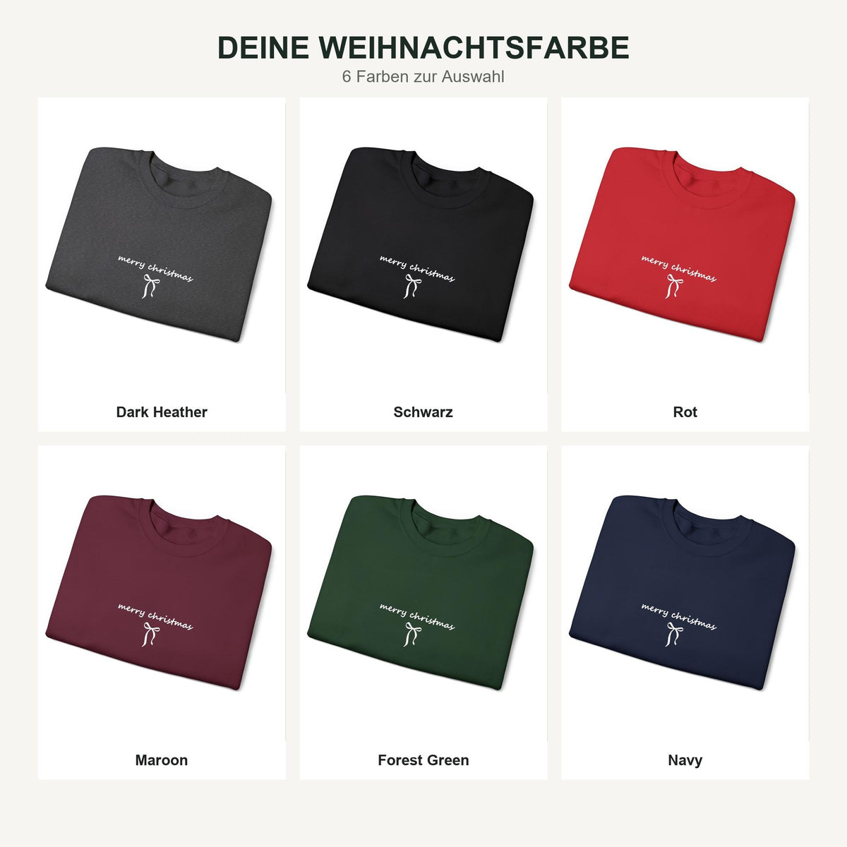 Bestickter Weihnachtspullover Schleife, Merry Christmas Sweatshirt, Coquette Weihnachtsgeschenk für Frauen Männer Familien Partnerlook