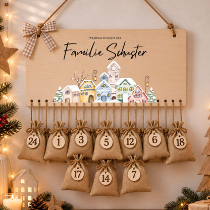 Personalisierter Adventskalender mit Namen zum Befüllen für Familien, Kalender Weihnachtsmotive für Eltern Mädchen Jungen Kinder Advent