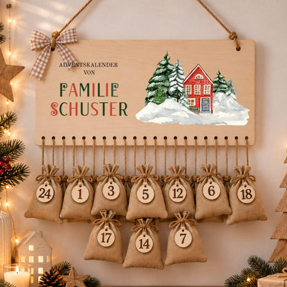 Personalisierter Adventskalender mit Namen zum Befüllen für Familien, Kalender Weihnachtsmotive für Eltern Mädchen Jungen Kinder Advent