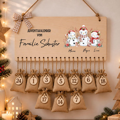 Personalisierter Adventskalender mit Namen zum Befüllen für Familien, Kalender Weihnachtsmotive für Eltern Mädchen Jungen Kinder Advent