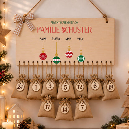 Personalisierter Adventskalender mit Namen zum Befüllen für Familien, Kalender Weihnachtsmotive für Eltern Mädchen Jungen Kinder Advent