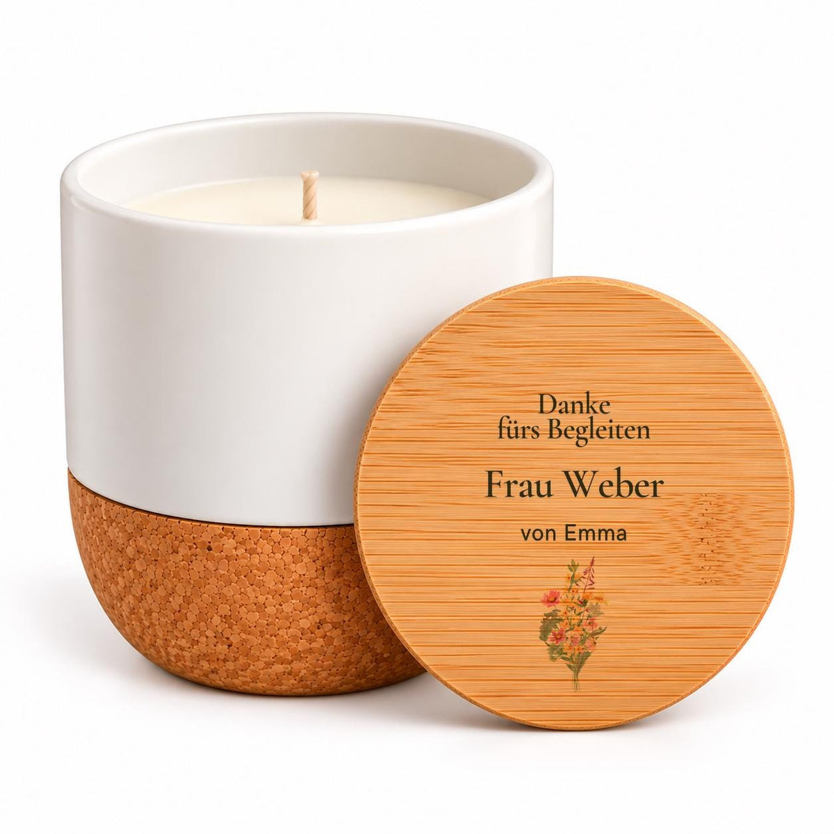 Personalisierte Duftkerze als Dankeschön | Geschenk für Erzieherin + Lehrerin | Kita-Abschied, Danke fürs Begleiten | Namen, Vanille