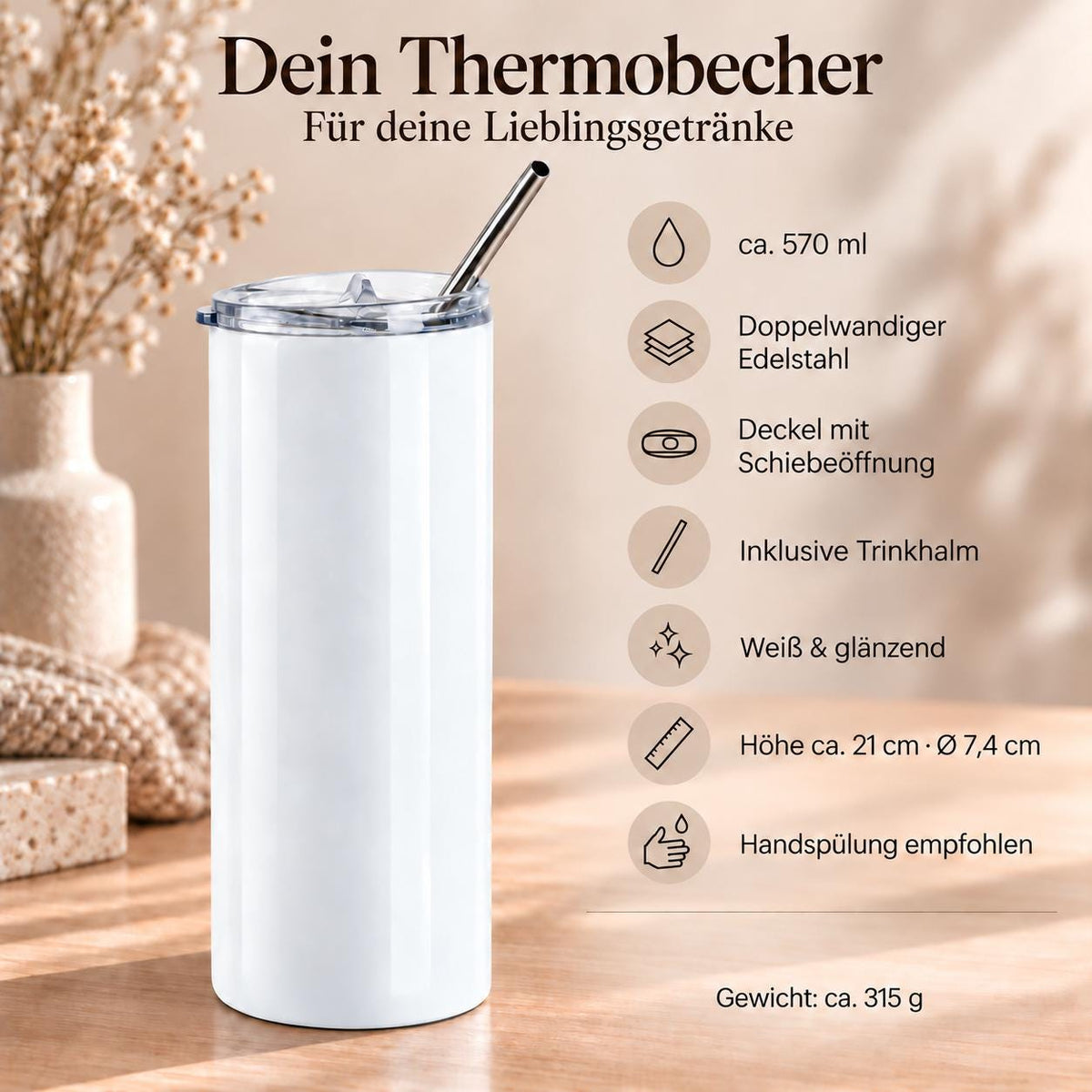 Thermobecher Kaffee Meetings Überleben | Büro Spruch Espresso Terrakotta | Kollegengeschenk Geburtstag, 570 ml Edelstahl mit Trinkhalm