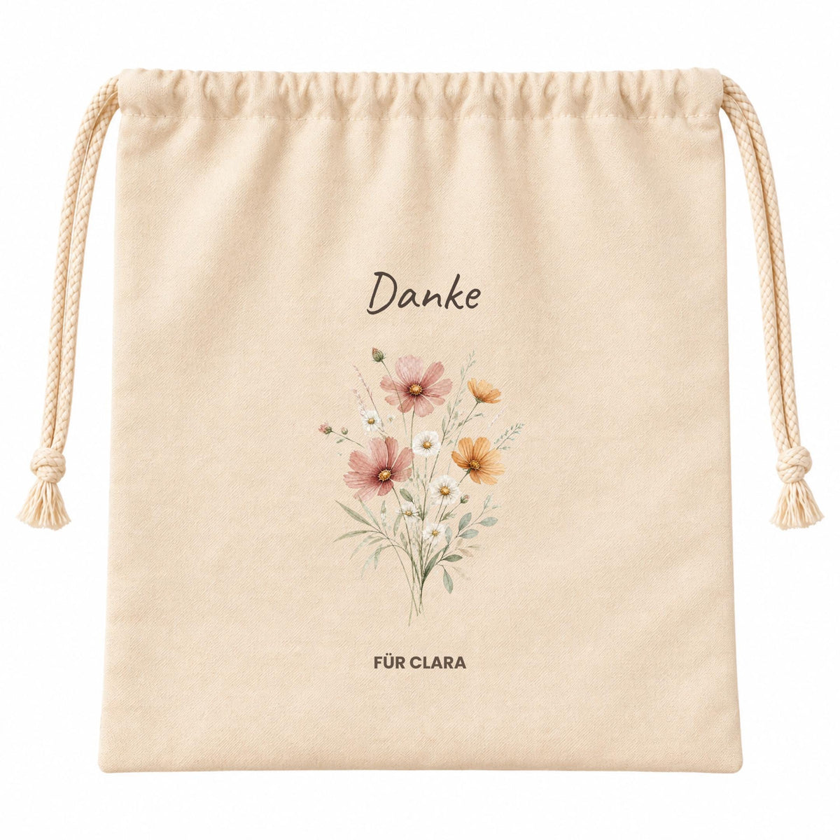 Geschenkbeutel mit Namen – personalisierte Dankeschön Geschenkverpackung, Geschenk Lehrerin Erzieherin Freundin, Wildblumen Danke