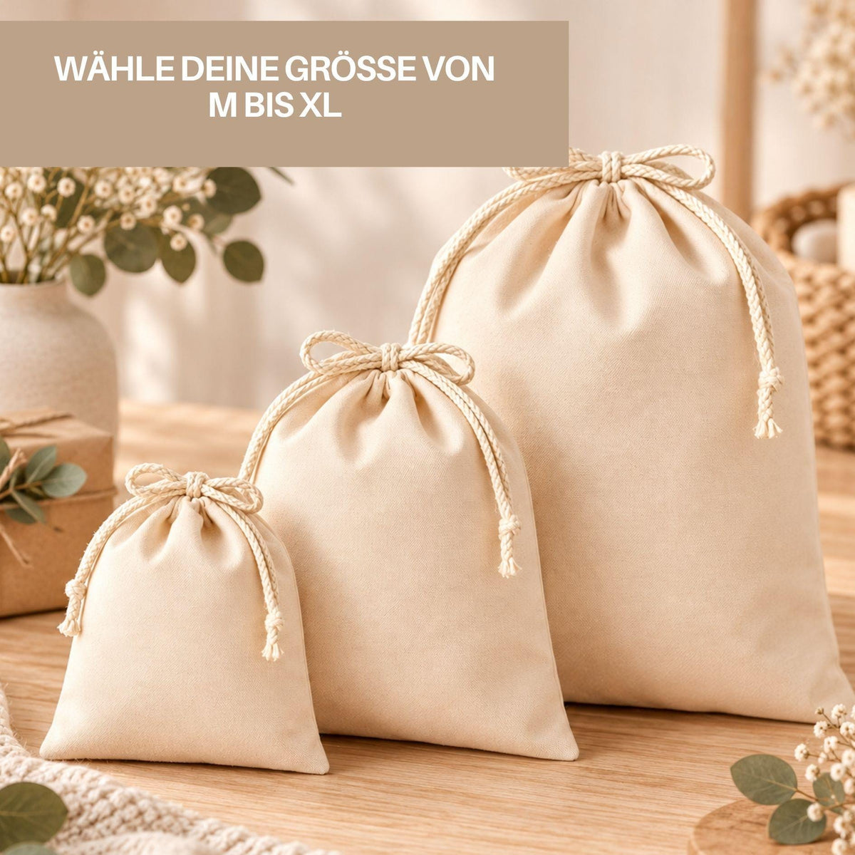 Geschenkbeutel mit Initiale und Namen – personalisierte Geschenkverpackung zum Geburtstag für Frau Freundin, Botanische Initiale