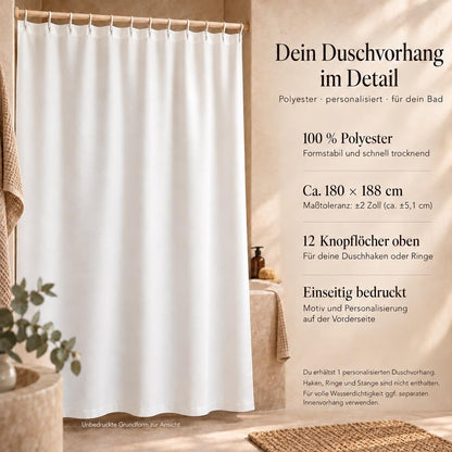 Katzen Duschvorhang personalisiert mit Name, Katzen und Blätter in Salbei und Creme, Badezimmer Deko, Geschenk für Katzenfans Badewanne