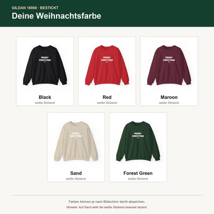 Personalisierter Familien Weihnachtspulli mit Wunschjahr | Bestickter Merry Christmas Unisex Sweater Partnerlook Weihnachtspullover Paar
