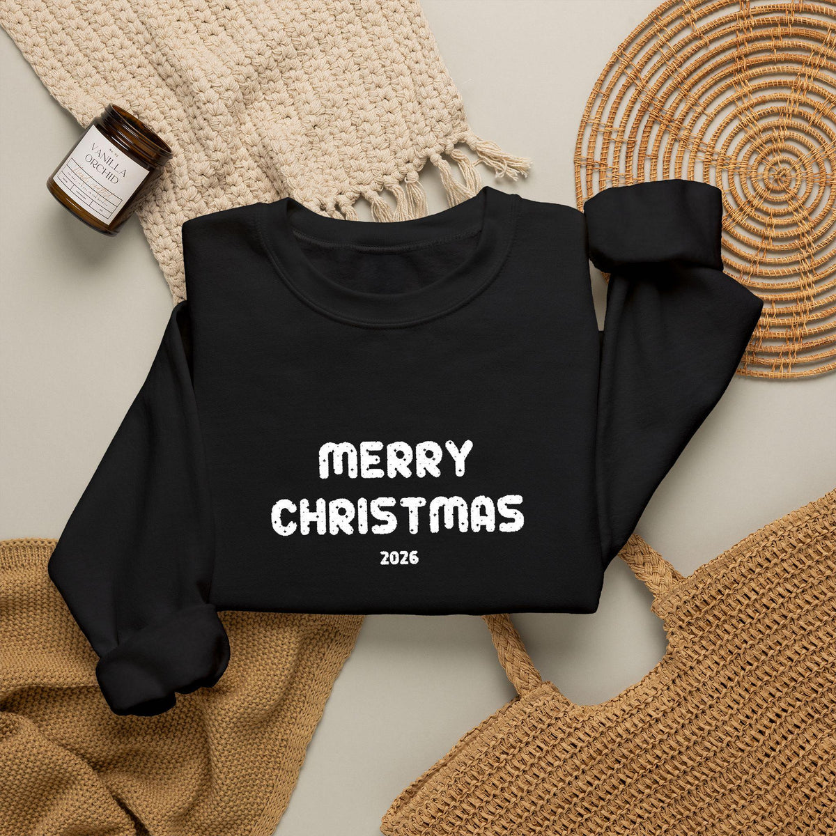 Personalisierter Familien Weihnachtspulli mit Wunschjahr | Bestickter Merry Christmas Unisex Sweater | Partnerlook Weihnachtsoutfit